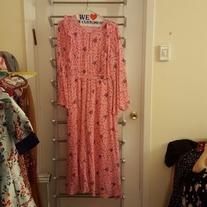 Pink boho midi dress